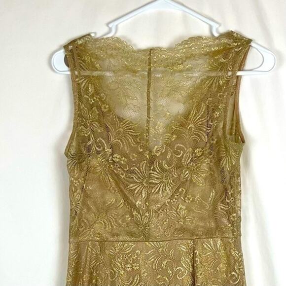 BCBGMaxAzria Sheer Gold Lace BodyCon Party Event Dress NWOT Size 4 - Picture 5 of 14